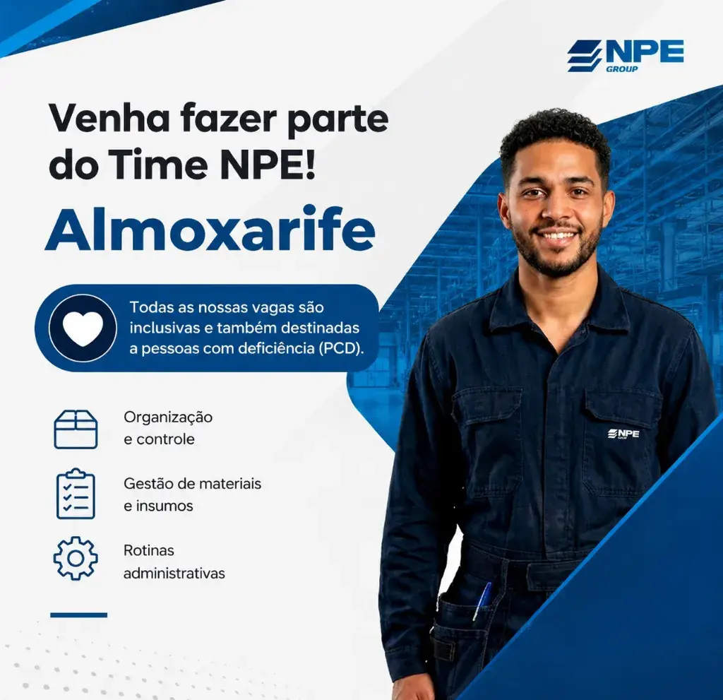 NPE abre vaga para Almoxarife em Itabira