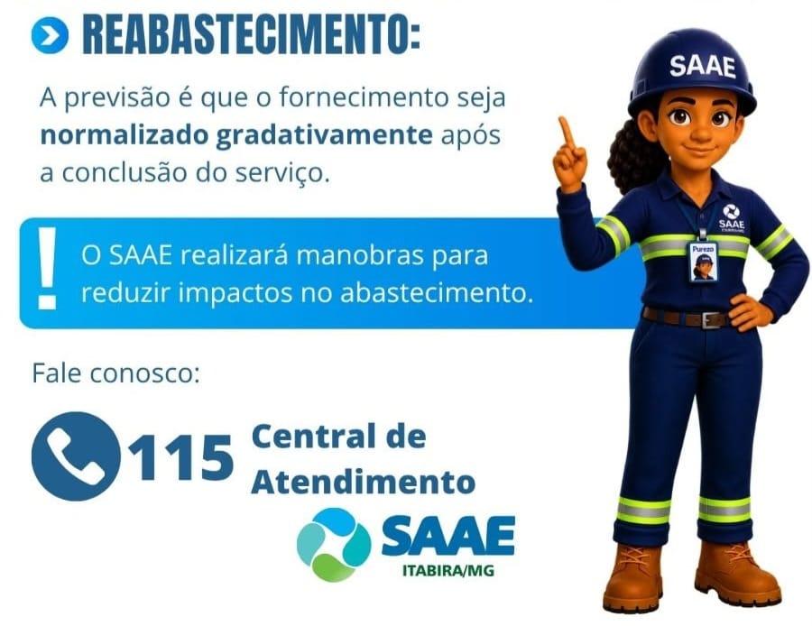 Rompimento de adutora pode afetar abastecimento em 14 bairros de Itabira nesta terça