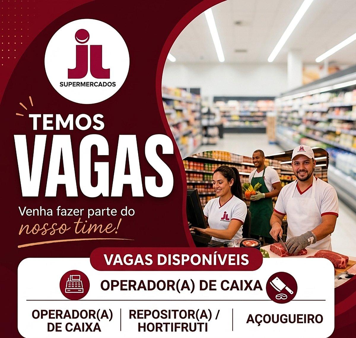 JL Supermercados anuncia vagas para quatro funções em Itabira