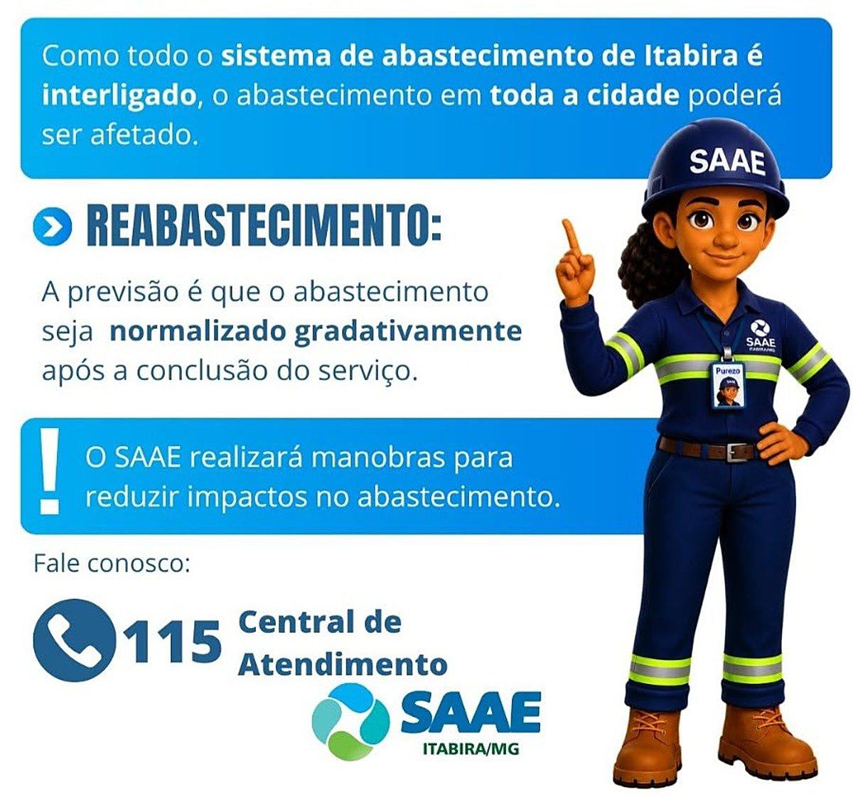 Abastecimento de água pode sofrer alterações em Itabira nesta quarta-feira
