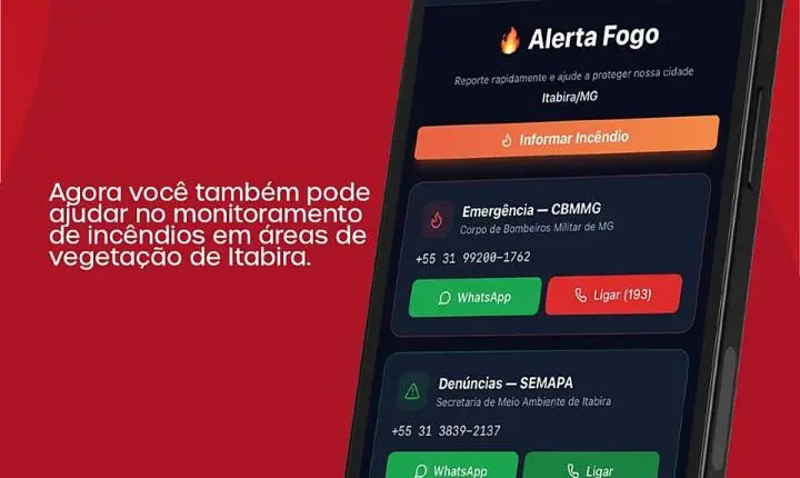 Itabira lança plataforma para população denunciar incêndios em matas