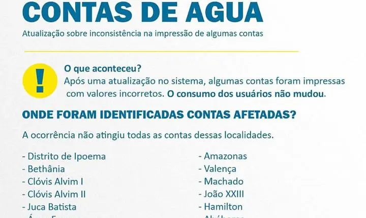 SAAE identifica contas de água com valores incorretos em Itabira